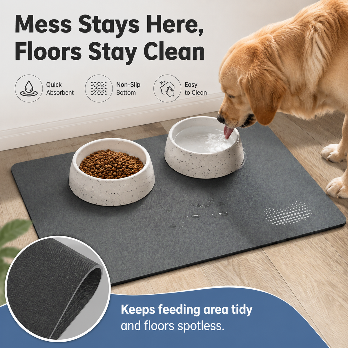 Quick-Dry Absorbent Pet Feeding Mat