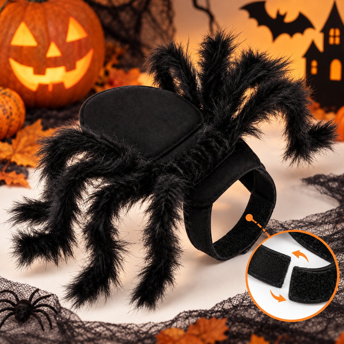 Halloween Black Spider Cat Decorative Harness