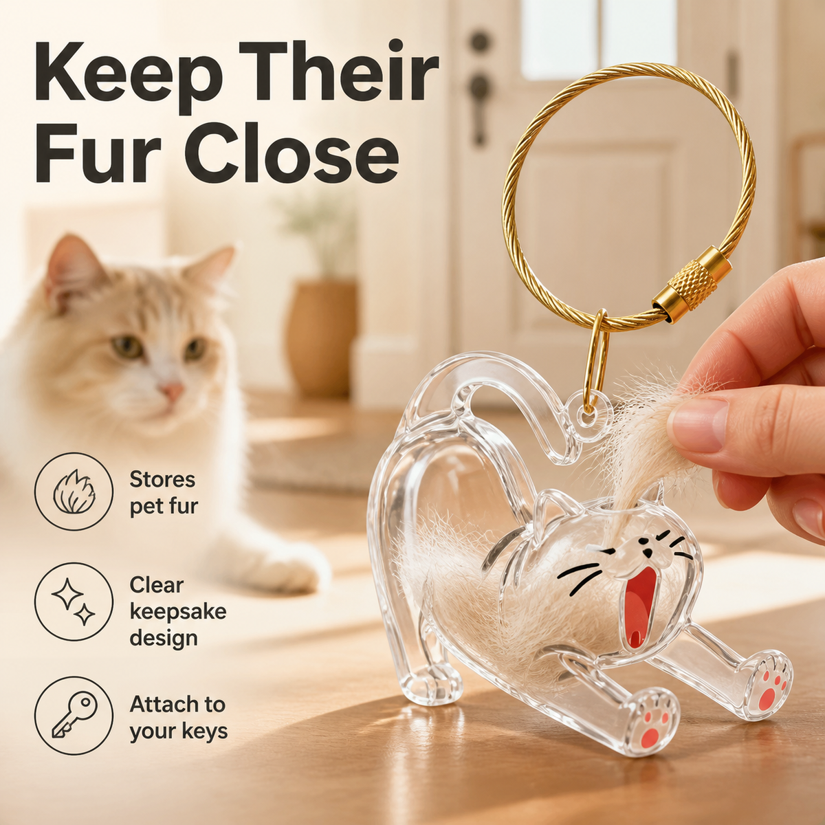 Pet Hair Memorial Keychain