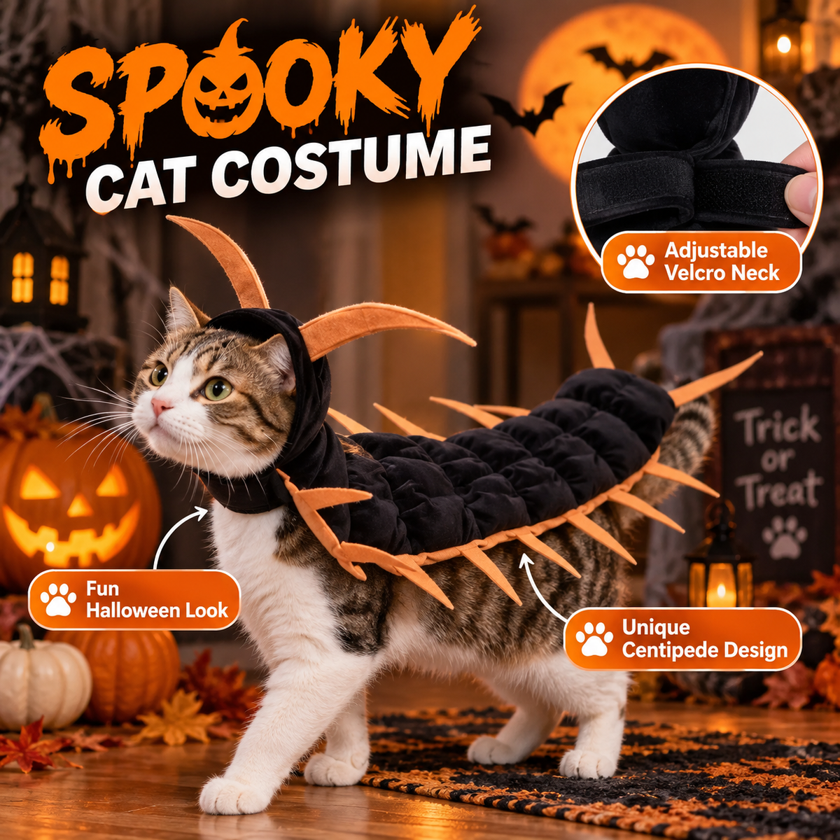 Halloween Insect-Themed Cat Neck Accessory