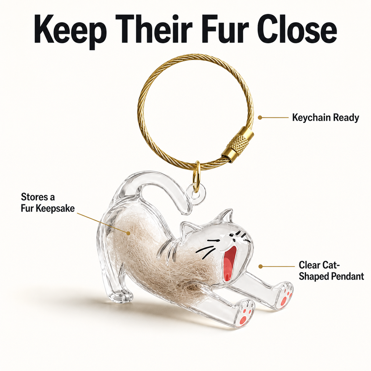 Pet Hair Memorial Keychain