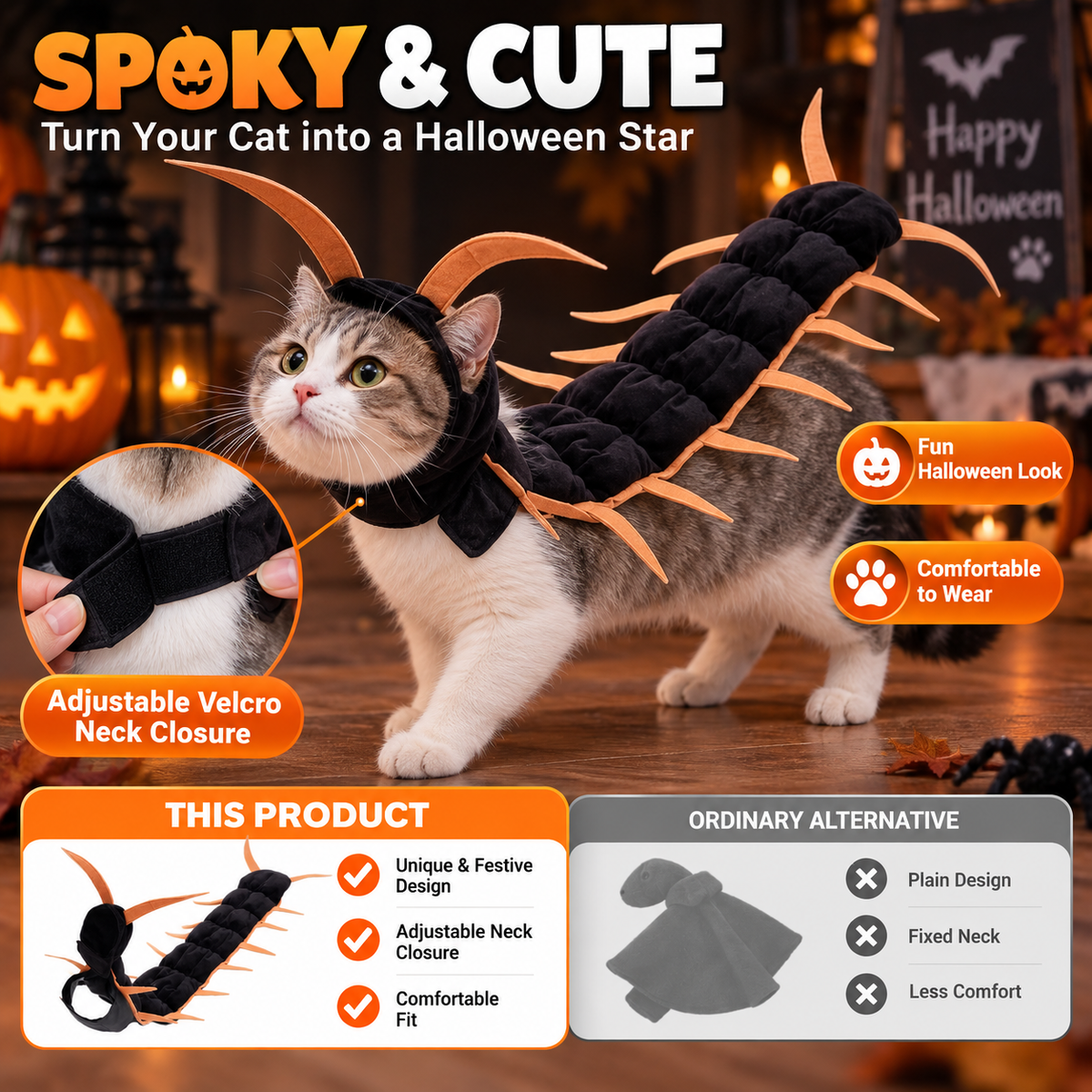 Halloween Insect-Themed Cat Neck Accessory