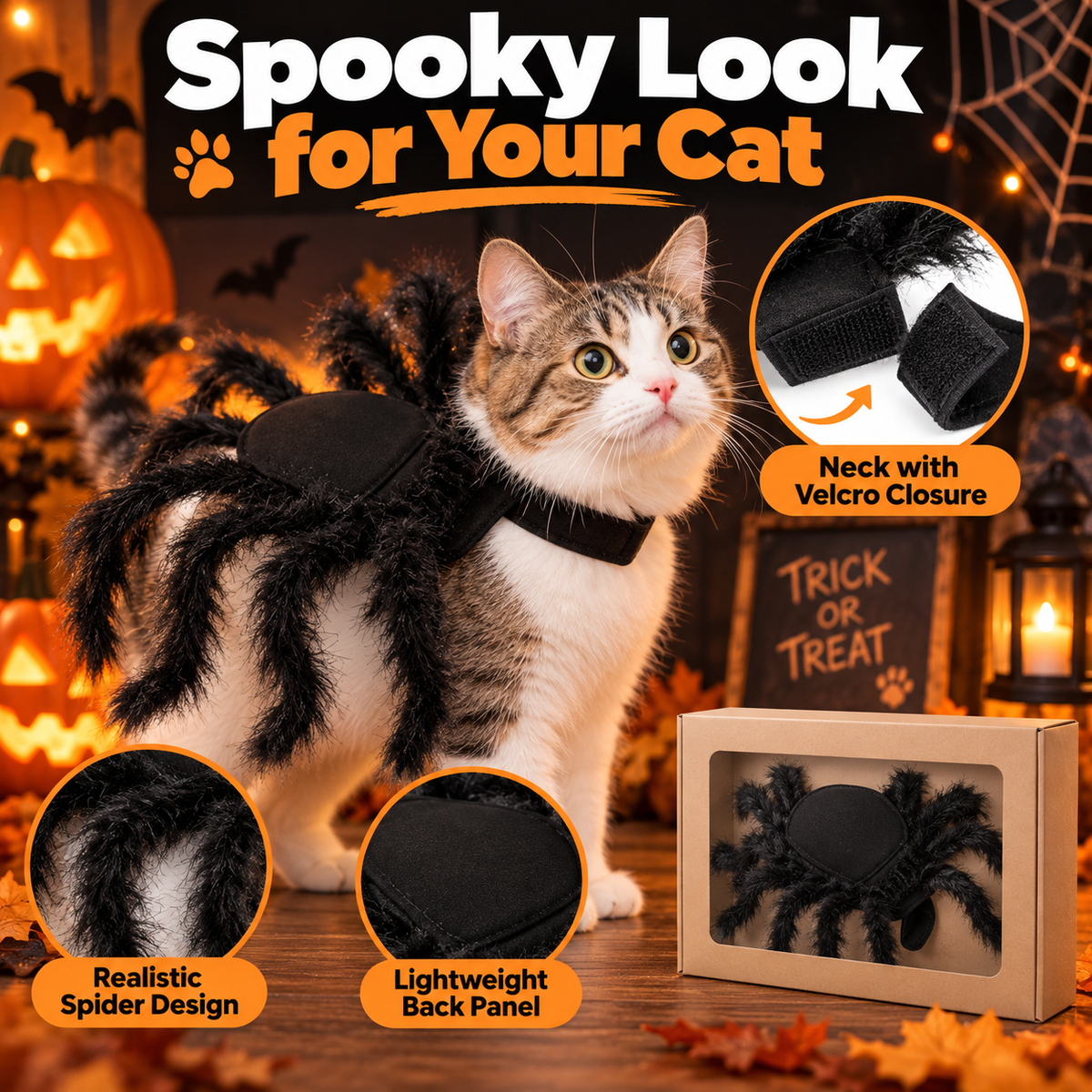 Halloween Black Spider Cat Decorative Harness
